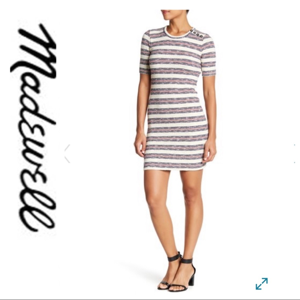 💕SALE💕NWT Madewell Striped Ribbed Dress - Picture 1 of 8